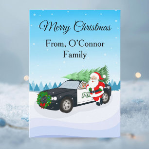Kerstmis Politieauto met Kerstman Feestdagenkaart