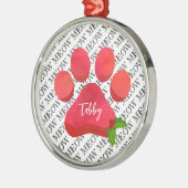 Kerstmis Pootafdruk Meow Kat NAAM Hulst Fun Metalen Ornament (Links)