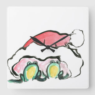 Kerstmis, pop - Sumi-e Vierkante Klok