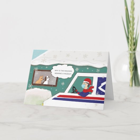 Kerstmis Postbode Bedankt Essentiële Werker Kaart (Voorkant)