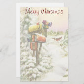 Kerstmis, postvakken in het winterlandschap briefpapier (Voorkant / Achterkant)