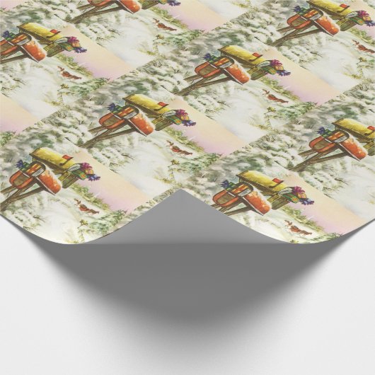Kerstmis, postvakken in het winterlandschap cadeaupapier (Hoek)