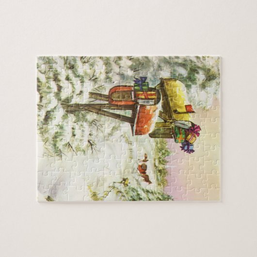 Kerstmis, postvakken in het winterlandschap legpuzzel (Horizontaal)