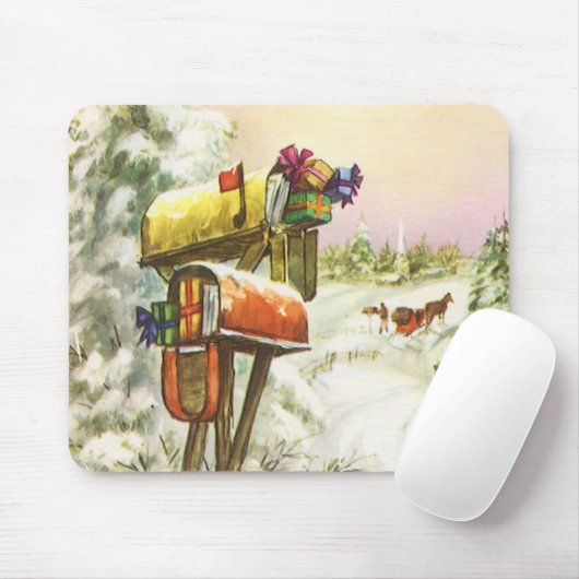 Kerstmis, postvakken in het winterlandschap muismat (Met muis)