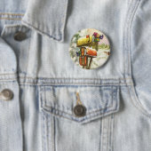 Kerstmis, postvakken in het winterlandschap ronde button 5,7 cm (In situ)