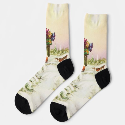 Kerstmis, postvakken in het winterlandschap sokken (Links)