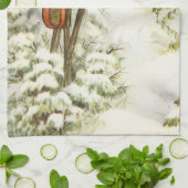 Kerstmis, postvakken in het winterlandschap theedoek (Gevouwen)