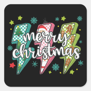 Kerstmis Preppy Coquette Kerstfeest  Vierkante Sticker
