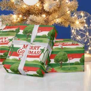 Kerstmis Preppy Rood Wit Groen Golf Kerst Cadeaupapier