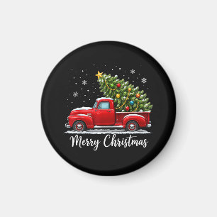 Kerstmis Prettig Kerstfeest Rode Truck Boom Mannen Magneet