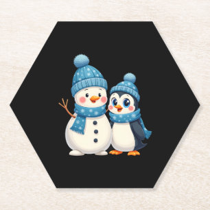 Kerstmis Prettig Kerstmis Voor Cadeau Pinguïn Snee Kartonnen Onderzetters