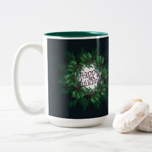 Kerstmis Prettige feestdagen! Kerstlatte M Tweekleurige Koffiemok