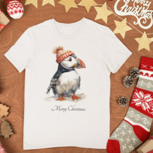 Kerstmis Puffin, aanpasbaar T-shirt