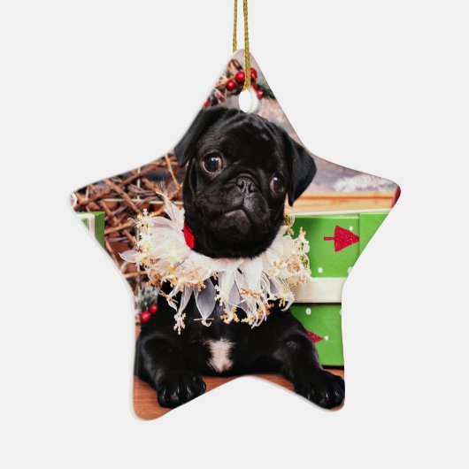 Kerstmis - Pug - Daisy Mae Keramisch Ornament (Rechts)