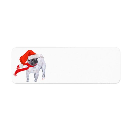 Kerstmis Pug Etiket (Voorkant)