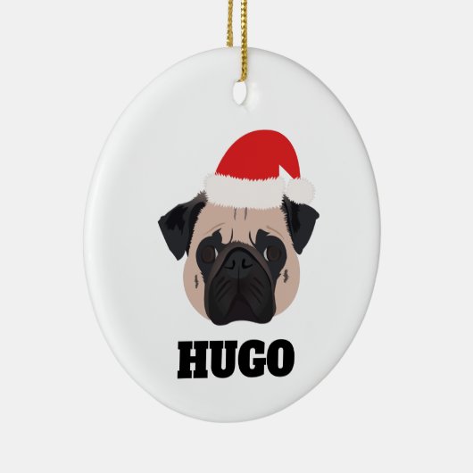 Kerstmis Pug Keramisch Ornament (Rechts)
