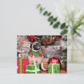 Kerstmis - Pug - Lily Lou Feestdagenkaart (Staand voorkant)