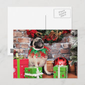 Kerstmis - Pug - Lily Lou Feestdagenkaart (Voorkant / Achterkant)