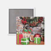 Kerstmis - Pug - Lily Lou Magneet (Voorkant / Achterkant)