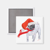 Kerstmis Pug Magneet (Voorkant / Achterkant)