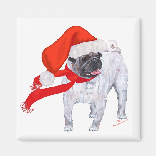 Kerstmis Pug Magneet (Voorkant)