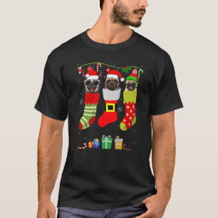 Kerstmis Pug Pyjama Honden Sokken Licht Kerstman E T-shirt
