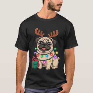 Kerstmis Pug Rendier T-shirt