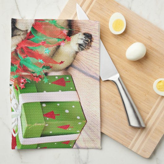 Kerstmis - Pug - Spencer Theedoek (Quarter Fold)