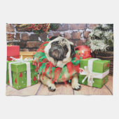 Kerstmis - Pug - Spencer Theedoek (Horizontaal)