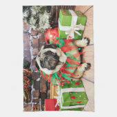 Kerstmis - Pug - Spencer Theedoek (Verticaal)