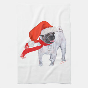 Kerstmis Pug Theedoek