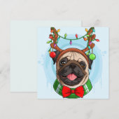 Kerstmis Pugs Kerstkaart (Voorkant / Achterkant)