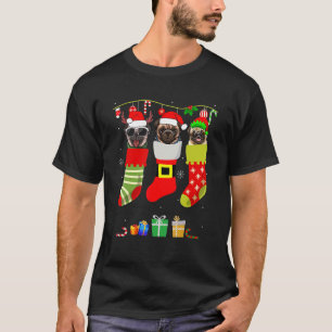 Kerstmis Pugs Pyjama Honden Sokken Licht Kerstman  T-shirt