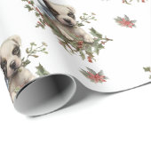 Kerstmis Puppy Dog Elegant Seamless Patroon Cadeaupapier (Rol Hoek)