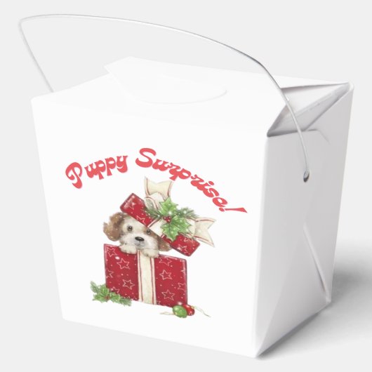 Kerstmis Puppy in Gift Box Vakantie Verrassing Bedankdoosjes (Achterkant)