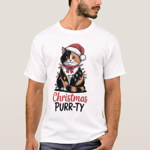 Kerstmis Purr-ty Kat Ingepakt in Kerstmis Xmas  T-shirt