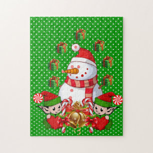 Kerstmis Puzzle Snowman Elf Legpuzzel