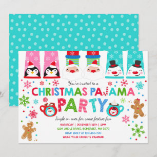 Kerstmis Pyjama Feest Uitnodiging Vakantie Pyjama