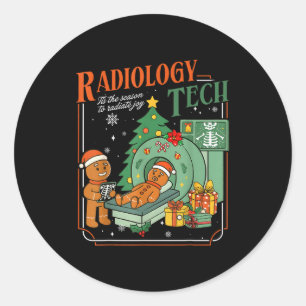 Kerstmis Radiologie Tech Grappige Gemberkoekman Ra Ronde Sticker