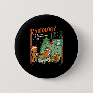 Kerstmis Radiologie Tech Grappige Gingermans Rad Ronde Button 5,7 Cm