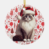 Kerstmis Ragdoll kat, Kerstmis Santa Ragdoll kitte Keramisch Ornament (Voorkant)