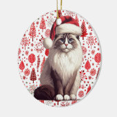 Kerstmis Ragdoll kat, Kerstmis Santa Ragdoll kitte Keramisch Ornament (Links)