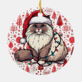 Kerstmis Ragdoll kat, Kerstmis Santa Ragdoll kitte Keramisch Ornament (Achterkant)