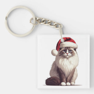 Kerstmis Ragdoll kat, Kerstmis Santa Ragdoll kitte Sleutelhanger
