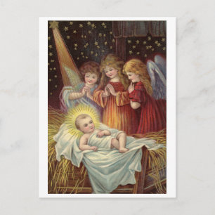 Kerstmis, religieus, vintage kerstgroet briefkaart