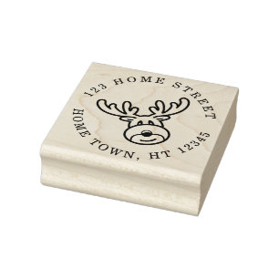 Kerstmis Rendier Cirkel Retouradres Rubberstempel