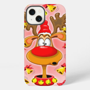 Kerstmis rendier leuk cartoon met bellen alarms iPhone 13 hoesje