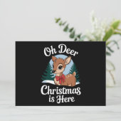 Kerstmis rendier Oh hert kerst hier Feestdagenkaart (Staand voorkant)
