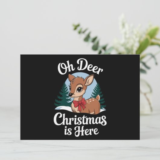 Kerstmis rendier Oh hert kerst hier Feestdagenkaart (Staand voorkant)