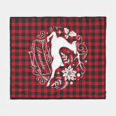 Kerstmis rendier rode baffalo plaid monogram fleece deken (Voorkant (Horizontaal))